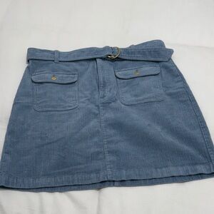 LOFT Blue Corduroy Mini Skirt with Belt